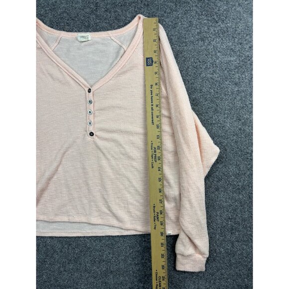 Billabong Shirt Womens Extra Small Pink Waffle Knit Henley Long Sleeve Thermal - Picture 4 of 6